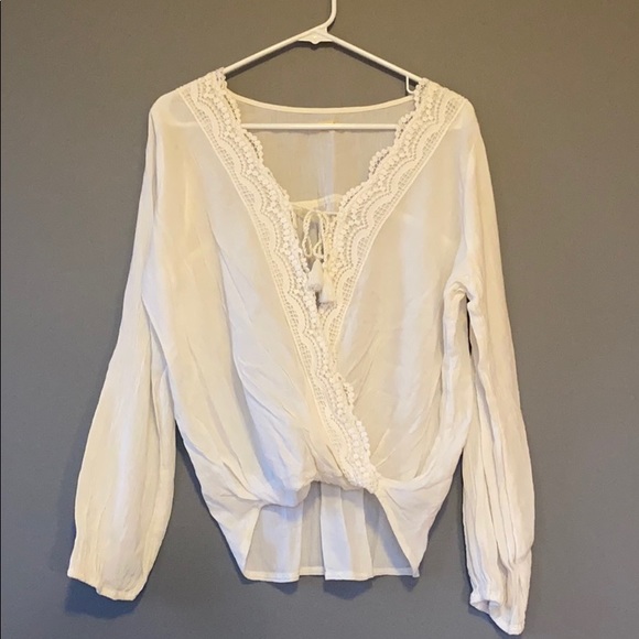 Hollister Tops - White tie up blouse